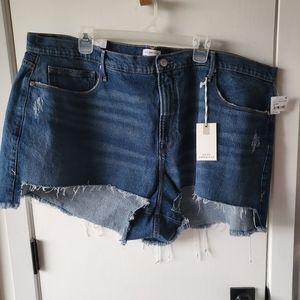 Good American Good '90s High Waist Cutoff Denim Shorts Size 22